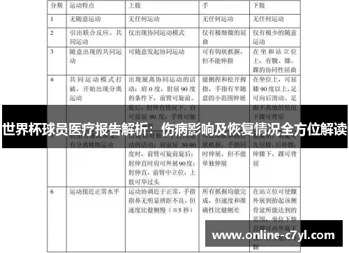 世界杯球员医疗报告解析：伤病影响及恢复情况全方位解读