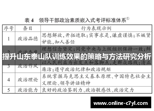 提升山东泰山队训练效果的策略与方法研究分析